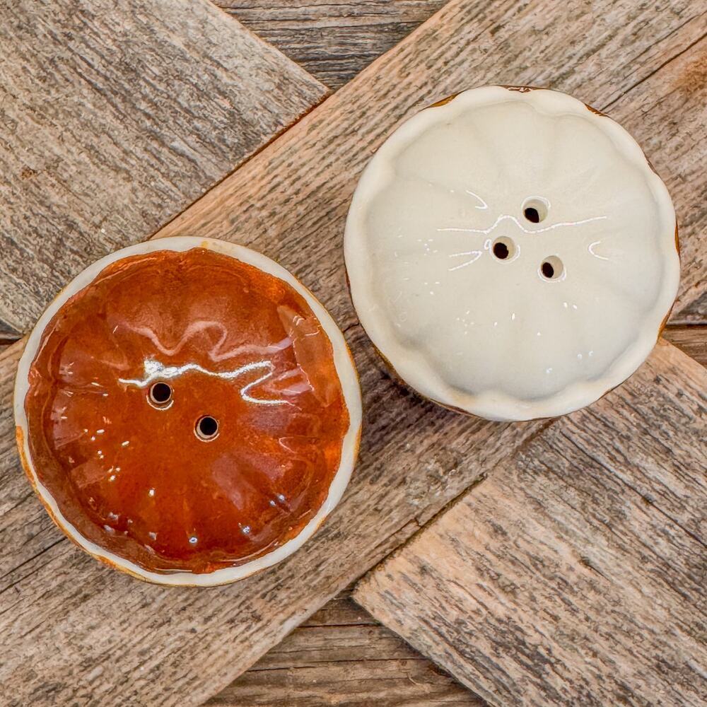 Retro Poppy Themed Ceramic Salt and Pepper Shaker Set, 3”H x 2”W - Picture 6 of 6